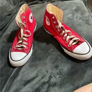 Converse Red High-Tops, like new, Women's size 10